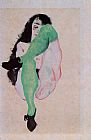 Girl with Green Stockings by Egon Schiele